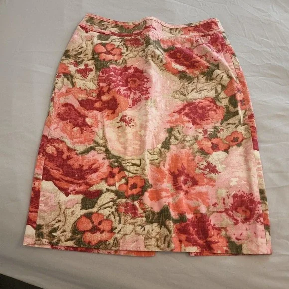 Talbots floral tapestry jacquard cottage 100% cotton pencil‎ skirt size 2 - Picture 3 of 8